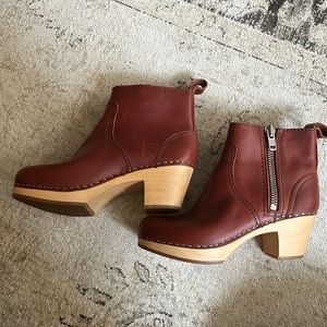 Swedish Hashbeens leather zip up clog boot - brown